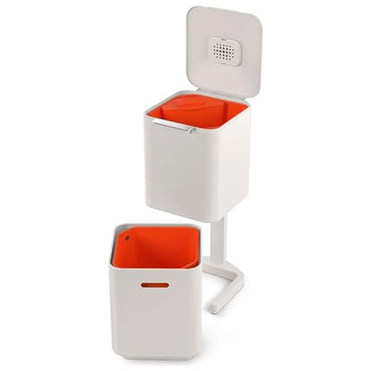 Joseph Joseph Totem Compact Waste & Recycling Bin, 40L, Stone