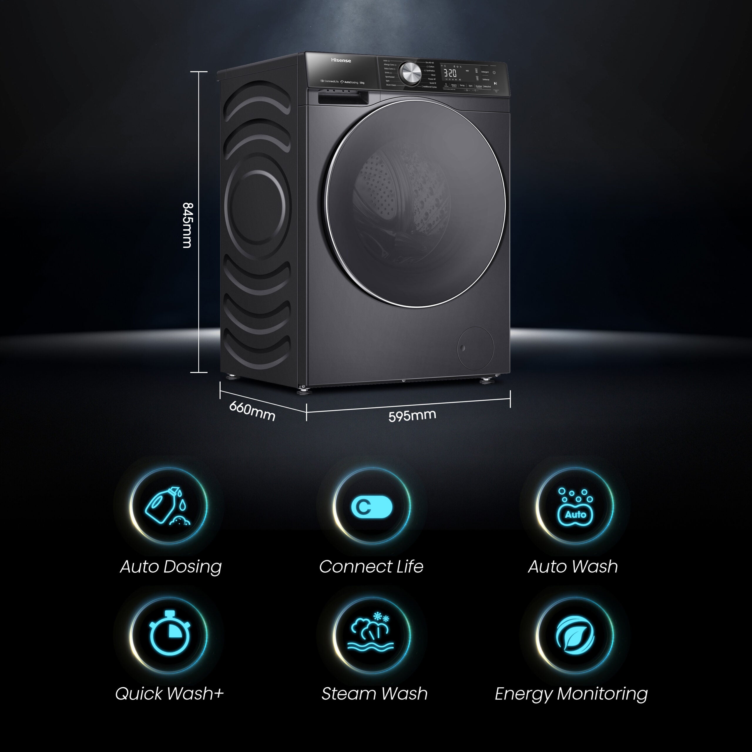 Hisense 5S Series WF5S1245BB Wifi Enabled 12kg Washing Machine