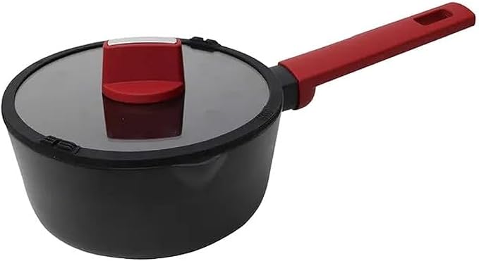 Betty Crocker Forged Aluminum Sauce Pan And Lid Black/Red 16Cm Thickness 2.6Mm