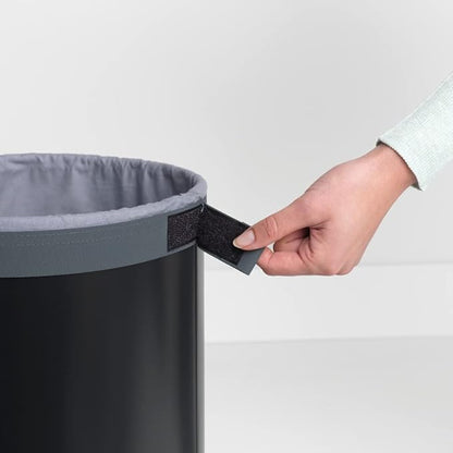 Brabantia  Laundry Hamper with Removable Inner Bag, 9.2 Gallon (35L), Black, 11.8L x 11.8W x 25H centimeters
