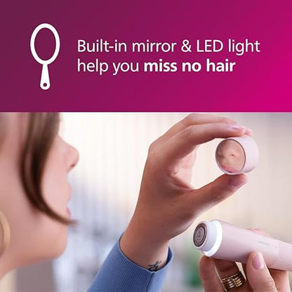 Philips Facial Hair Remover 5000 Series, Personal Groomer for Women, Cordless and Compact, with Hypoallergenic Head, Gentle and Quick Facial Hair Removal, Easy Touch-Ups, Model BRR454/00