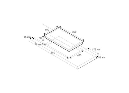 La Germania - Bertazzoni P905CPRONE Professional 5-burner gas hob 90 cm - matt black