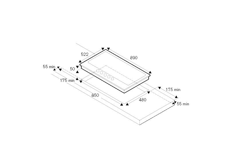 La Germania - Bertazzoni P905CPRONE Professional 5-burner gas hob 90 cm - matt black