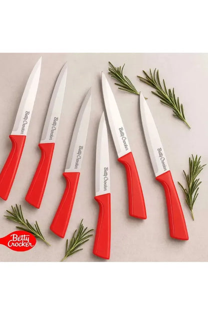 Betty Crocker Utility Knife Set Of 6 Pieces - Color Red