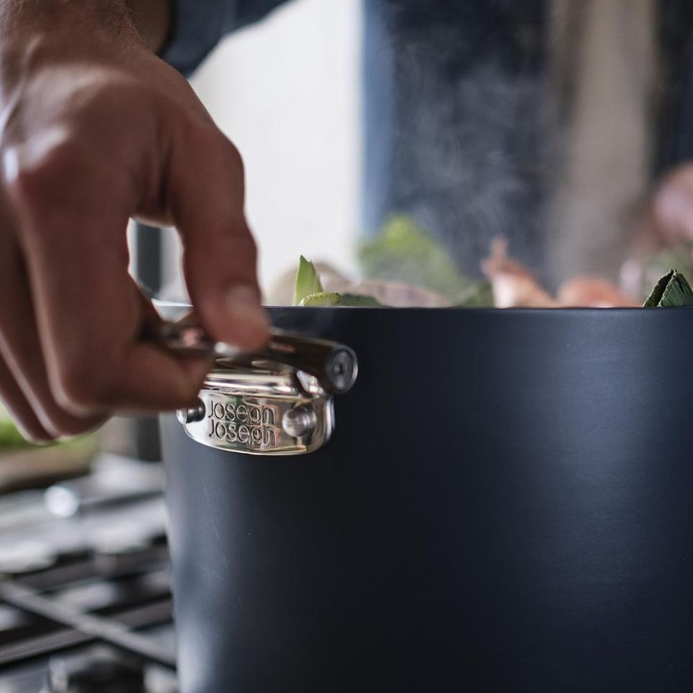 Joseph Joseph Space Folding Handle Ceramic Non-stick 25cm Blue Stock Pot & Lid