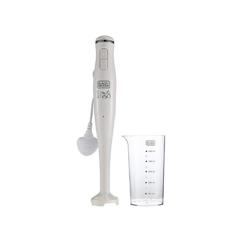Black & Decker 300w 2 Speed Stick Hand Blender with Calibrated Beaker , White - sb2500-b5