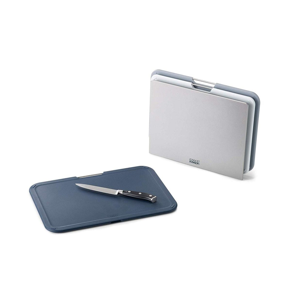 Joseph Joseph Nest Plastic Cutting Set with Storage Stand 3 Different Sized Boards, Large, Gray