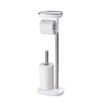 Joseph Joseph EasyStore Butler Toilet Paper Holder Stand and Spare Roll Storage with Shelf and Drawer, Stainless Steel