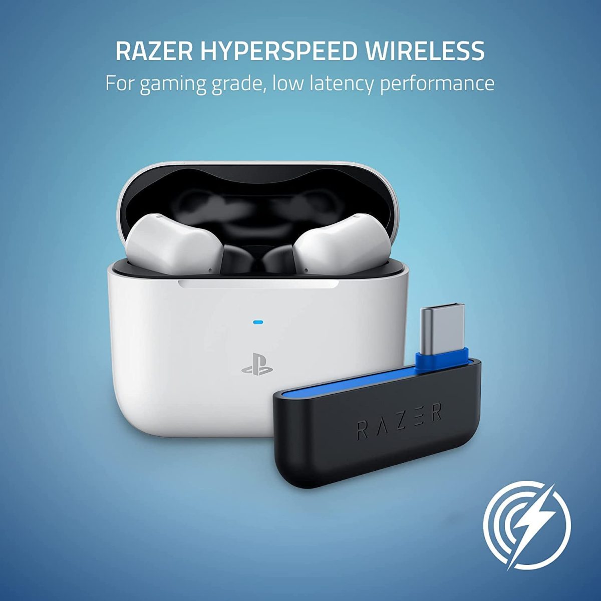 Razer Hammerhead HyperSpeed - Wireless Multi-Platform Gaming Earbuds for PlayStation (HyperSpeed Wireless, Active Noise Cancellation, Bluetooth 5.2, Up to 30 Hours of Battery Life) White