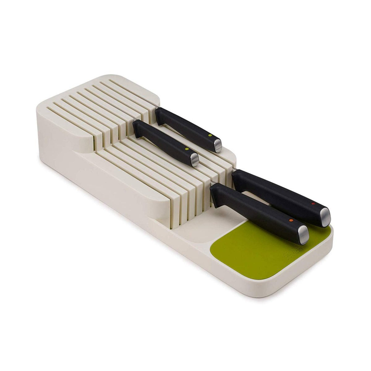 Joseph Joseph DrawerStore Kitchen Drawer Organizer Tray for Knives Knife Block White/Green