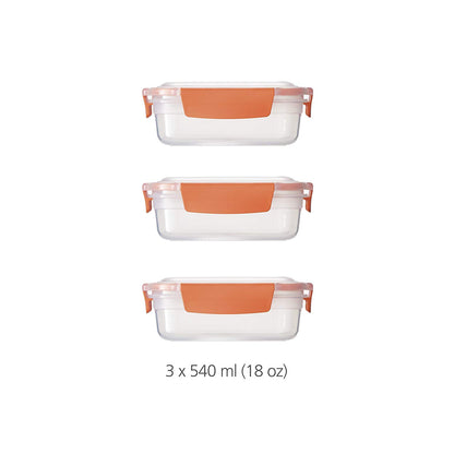 Joseph Joseph Nest Lock 3-Piece Storage Container Set (3 x 540ml) - Orange