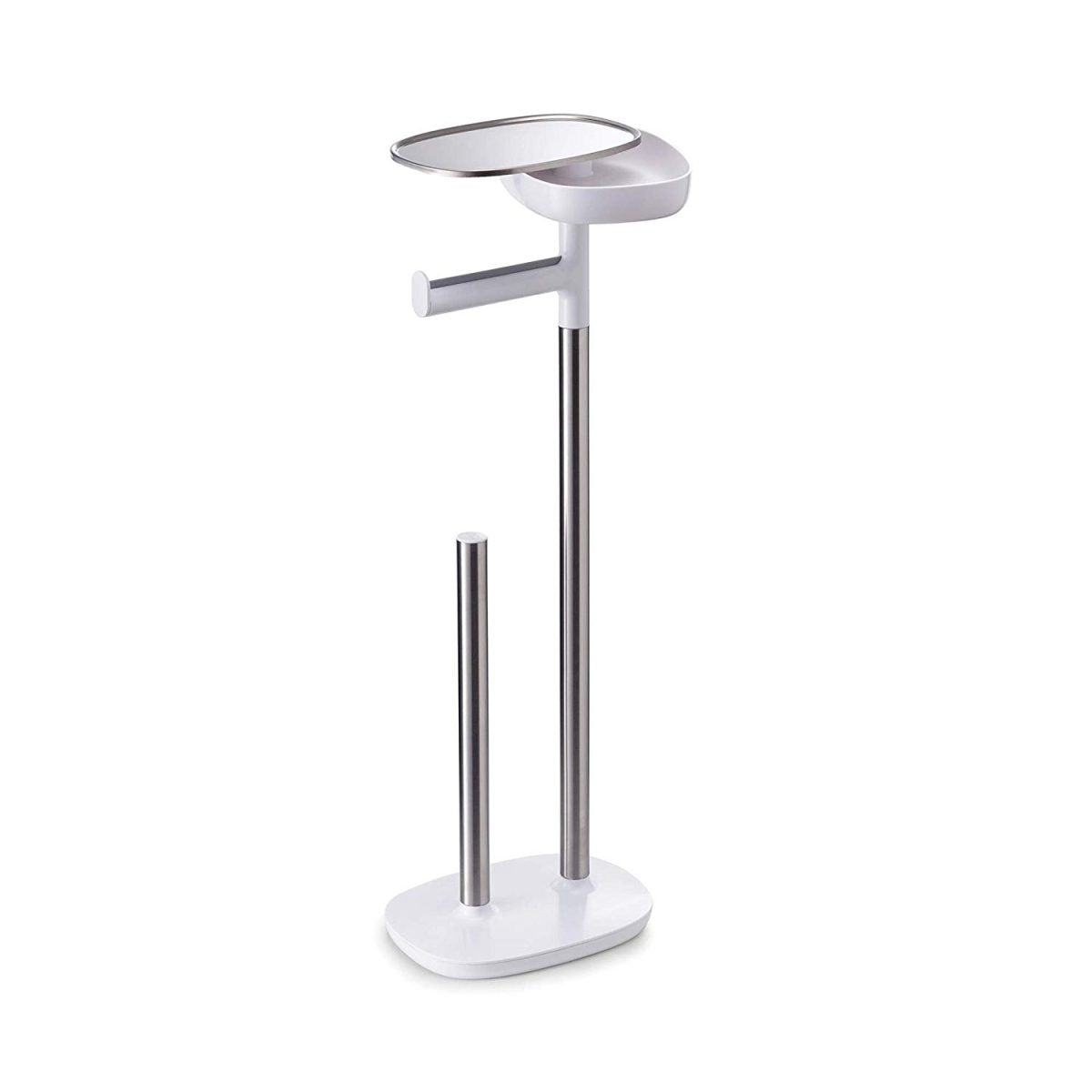Joseph Joseph EasyStore Butler Toilet Paper Holder Stand and Spare Roll Storage with Shelf and Drawer, Stainless Steel