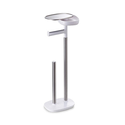 Joseph Joseph EasyStore Butler Toilet Paper Holder Stand and Spare Roll Storage with Shelf and Drawer, Stainless Steel