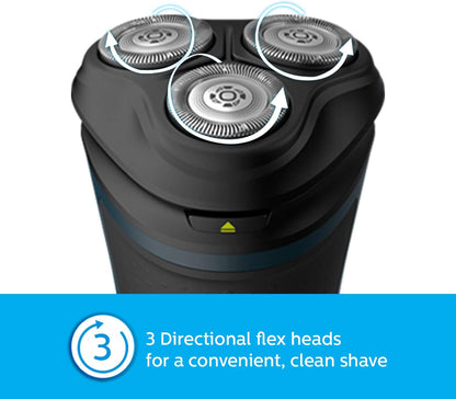 Philips Shaver Series 1000 Wet or Dry Electric Shaver, ComfortCut blades, 3-Directional Flex Heads, One-touch open, 40 Minutes of Cordless Shaving from an 8-Hour Charge – S1121