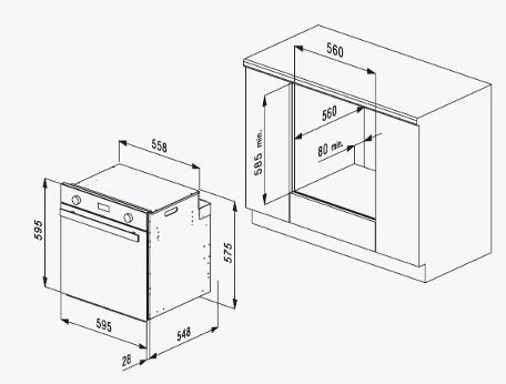 Flora FLBO12-GGT-67X Built In Oven 60cm Stainless Steel.