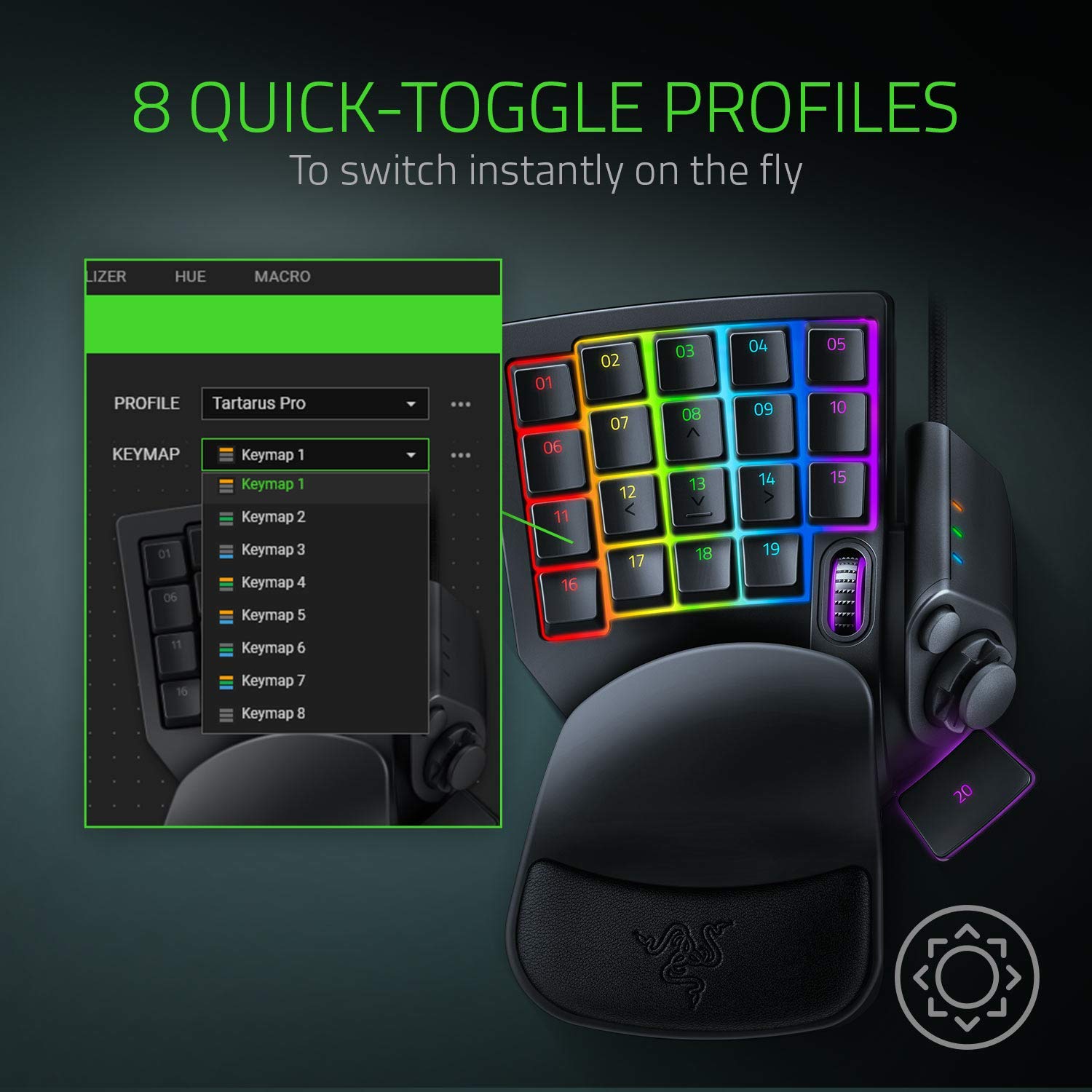 Razer Tartarus Pro Gaming Keypad: Analog-Optical Key Switches - 32 Programmable Keys - Customizable Chroma RGB Lighting - Programmable Macros - Variable Key Press Pressure Sensitivity - Classic Black