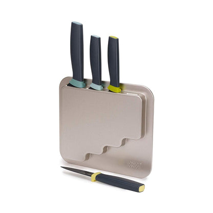 Joseph Joseph DoorStore Knives Elevate Set with Knife Block 3M Adhesive Wall and Cabinet Door Mount, 5-piece, Opal