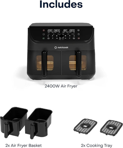 Nutricook Air Fryer Duo 2 Vision with Clear Window and Internal Light, 8.5L