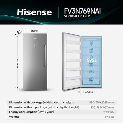 Hisense FV3N769NAI 529L Freezer
