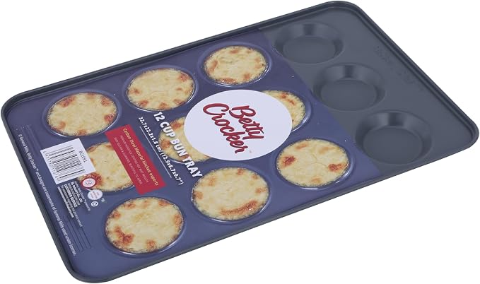 Betty Crocker Bun Tray 12 Cup Thickness 0.4Mm Dark Grey 32.7X22.2X1.8Cm