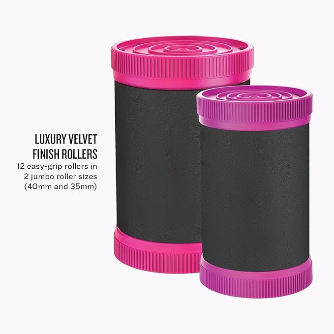 Remington Hot Jumbo Ceramic Ionic Technology Rollers with Wax Core,12 velvet-covered heated rollers (4 x 40 mm; 8 x 35 mm)