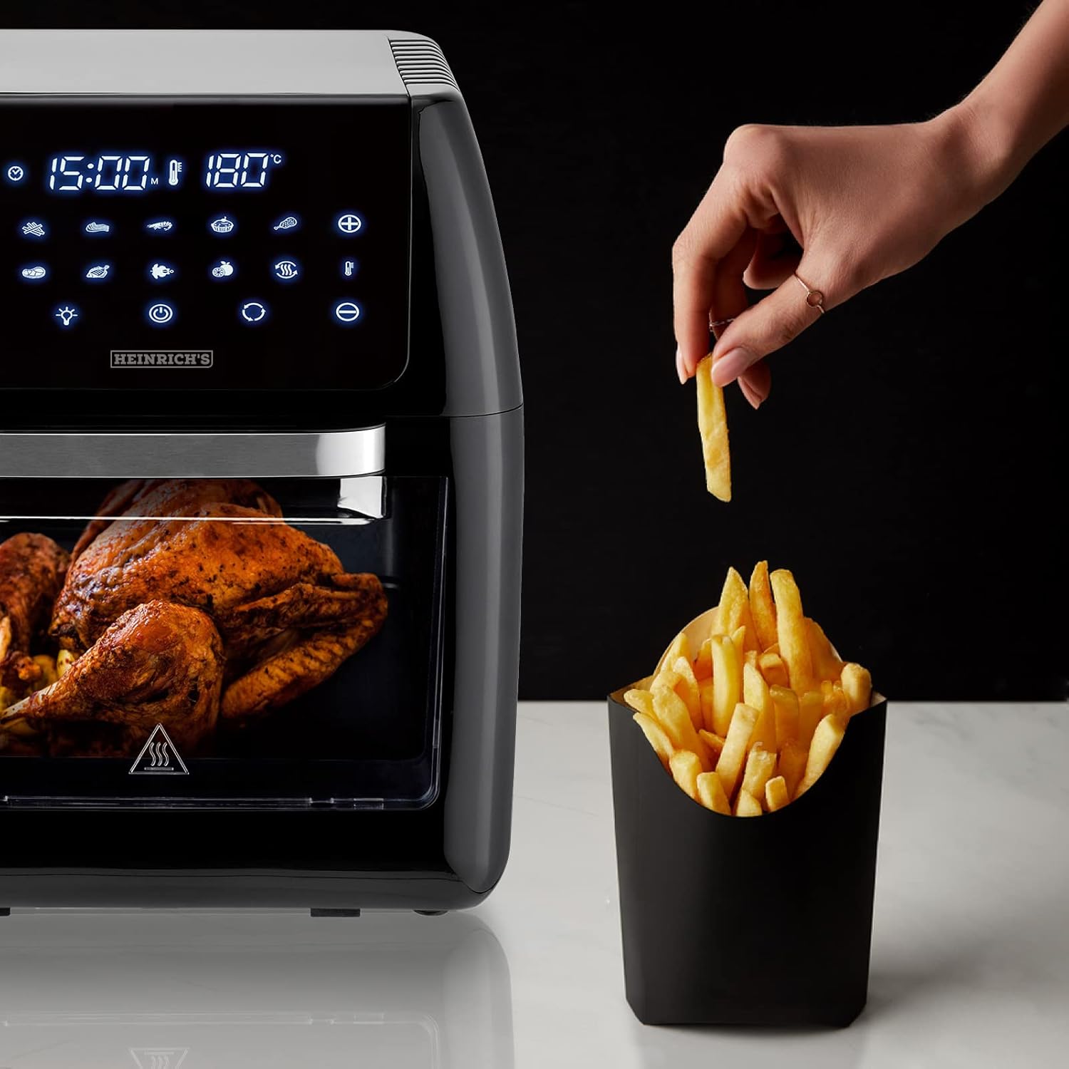 Heinrich's 12 Liter Hot Air Fryer Stainless Steel with Digital LED Display LCD Touch Display