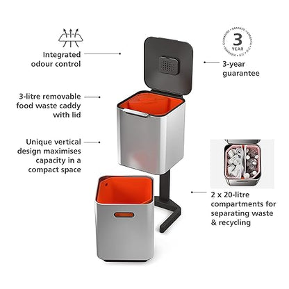 Joseph Joseph Totem Compact 10.6 Gallon/40 Litre Waste Separation