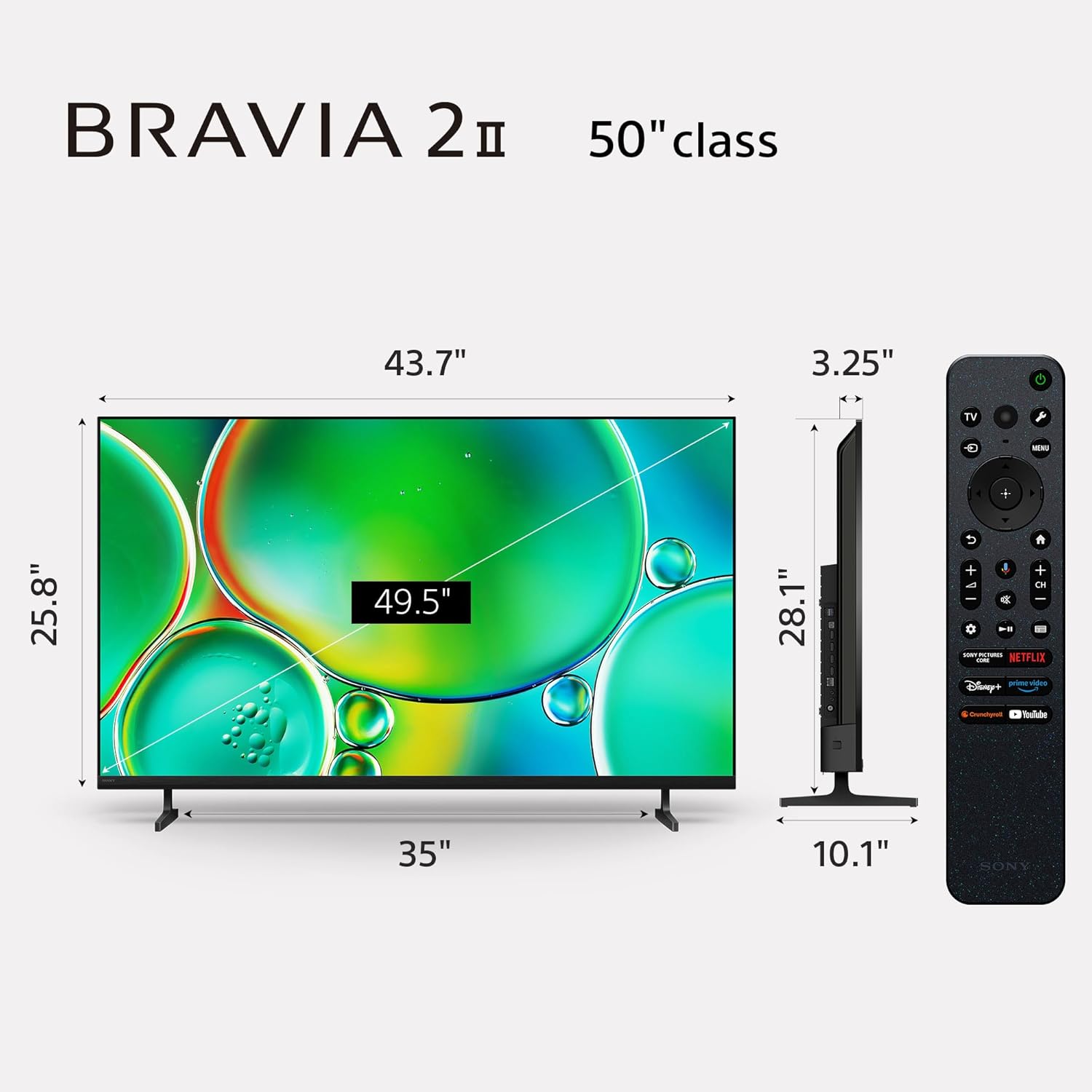 Sony BRAVIA 2 II 50 Inch 4K Ultra HD LED Smart TV with Google TV and Exclusive Features for PlayStation®5 – 2025 Model