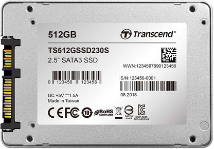 Transcend 512GB SATA III 6Gb/s SSD230S 2.5” Solid State Drive TS512GSSD230S,Silver