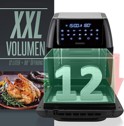 Heinrich's 12 Liter Hot Air Fryer Stainless Steel with Digital LED Display LCD Touch Display