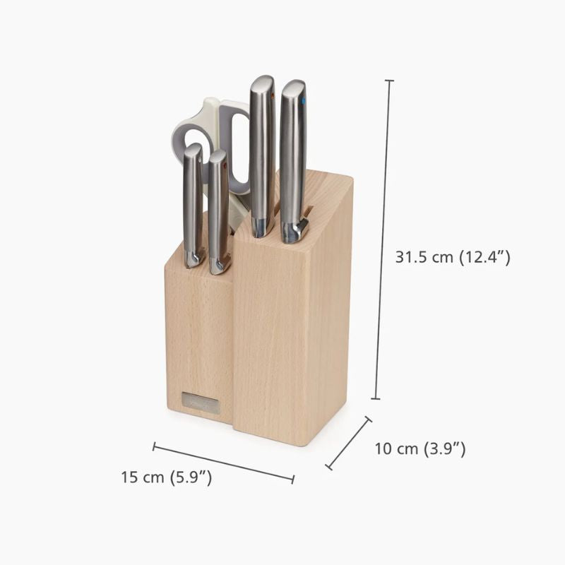 Joseph Joseph Elevate™ Fusion 5-piece Knife & Scissor Set with Beechwood Block