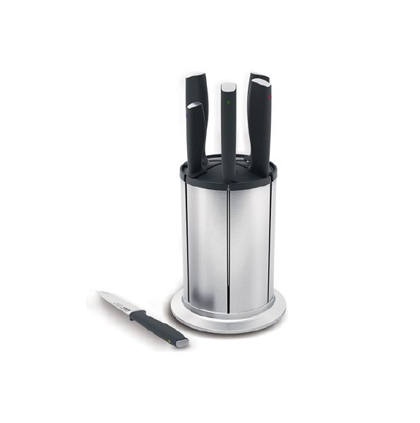 Joseph Joseph Knife Set with Rotating Storage Stand, 7-Piece - Stainless Steel