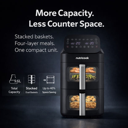 Nutricook AFDS330 Duo Stack Air Fryer Pro 9.6L ( 2 x 4.8L ) 2700W