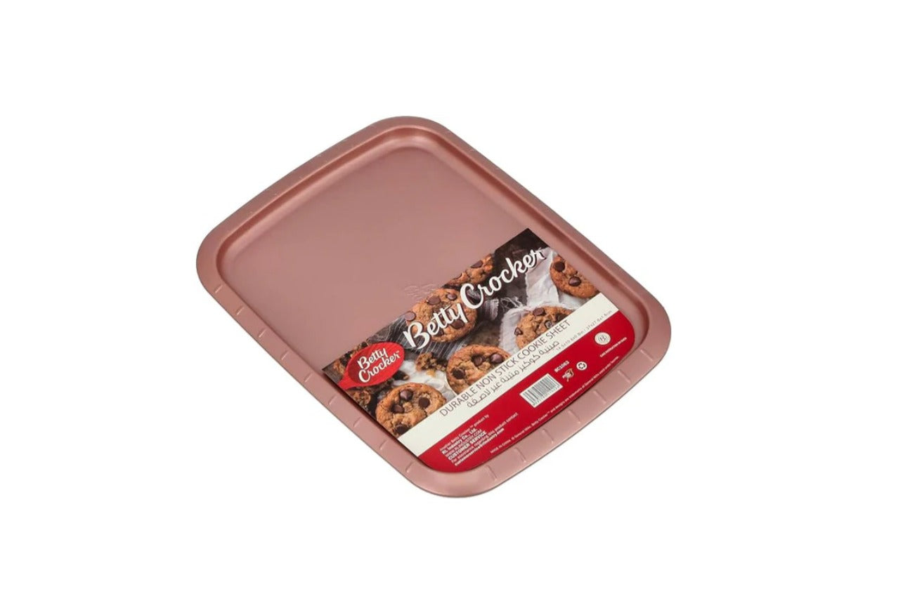 Betty Crocker 0.5 mm Non-Stick Cookie Sheet Pan, 37 cm x 27.6 cm x 1.6 cm Size, Rose