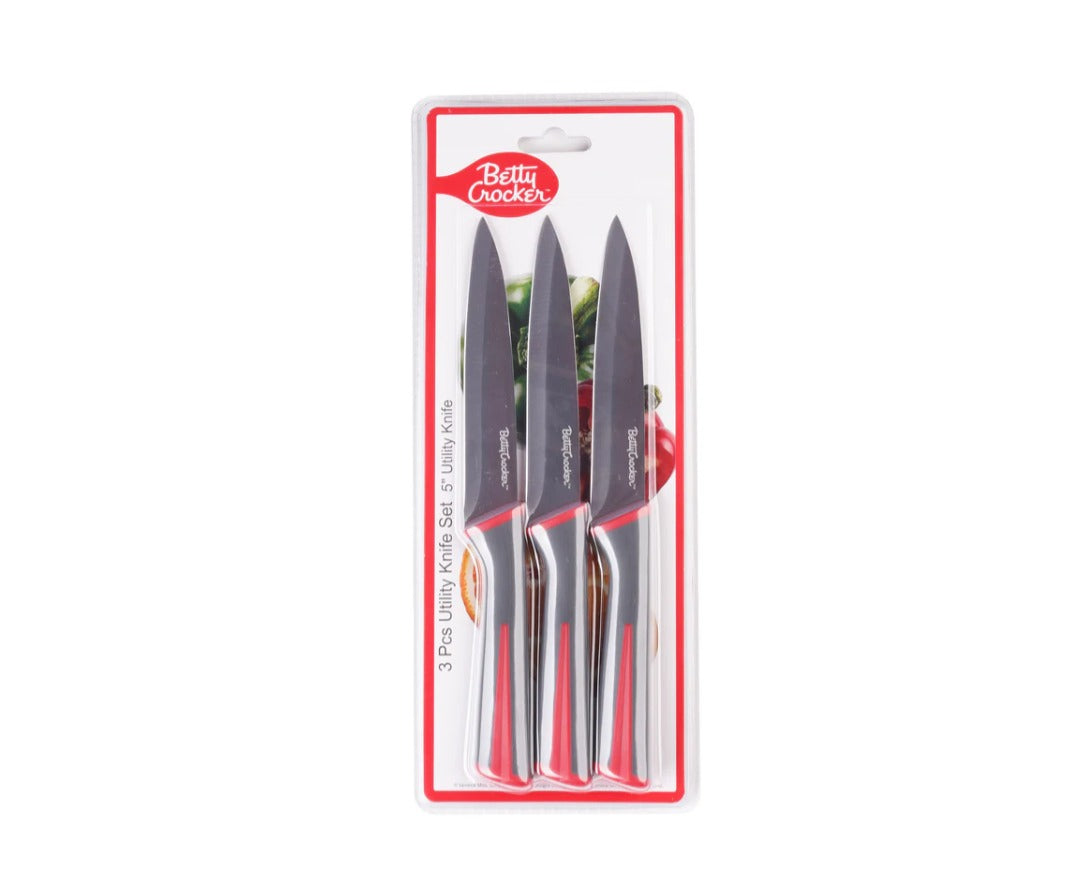 Betty Crocker 3pcs  Utility Knife , High-Quality Materials With Soft, Non-Slip Handle