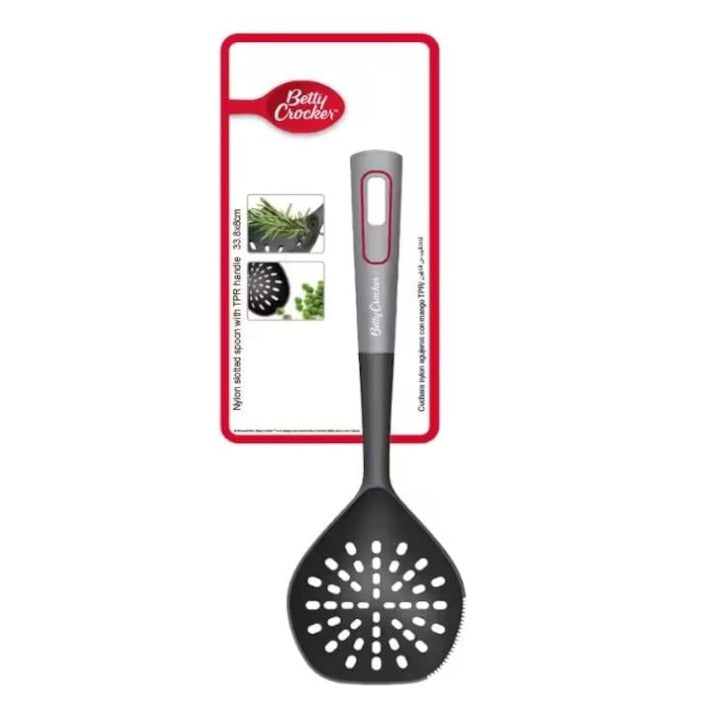 Betty Crocker Nylon Slotted Spoon Black & Grey