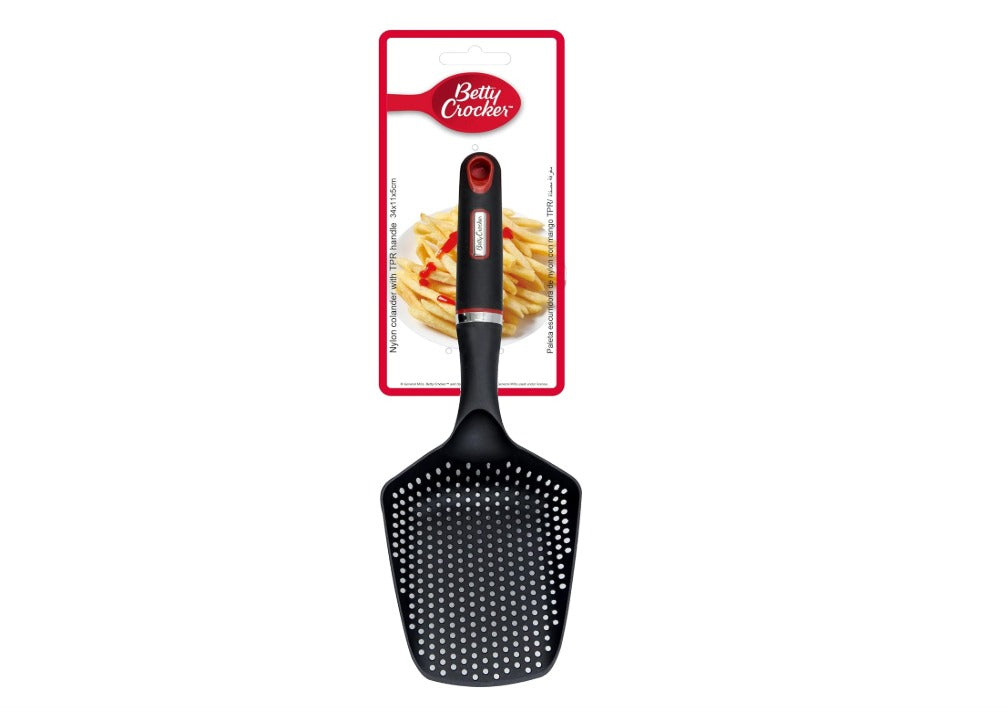 Betty Crocker Nylon Slotted Spoon, Large, Black/Red