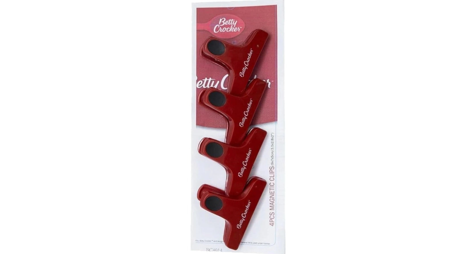 Betty Crocker Plastic Kitchen Clips 4Pcs With Magnet Red