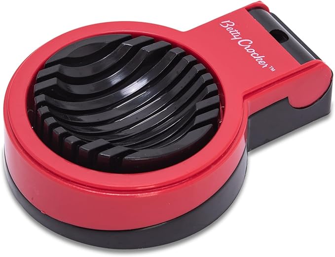Betty Crocker Stainless Steel Egg Slicer/Cutter, Black/Red