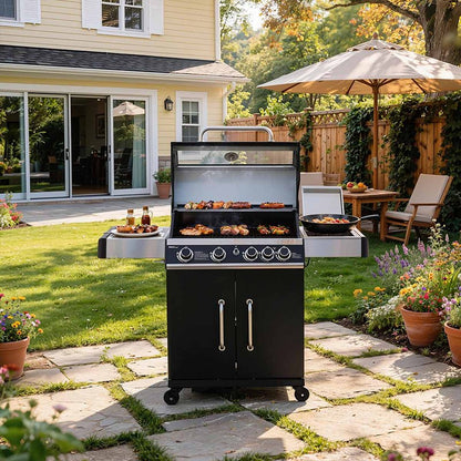 ROYAL GOURMET E34HJ10S26 Gas BBQ with Side Table
