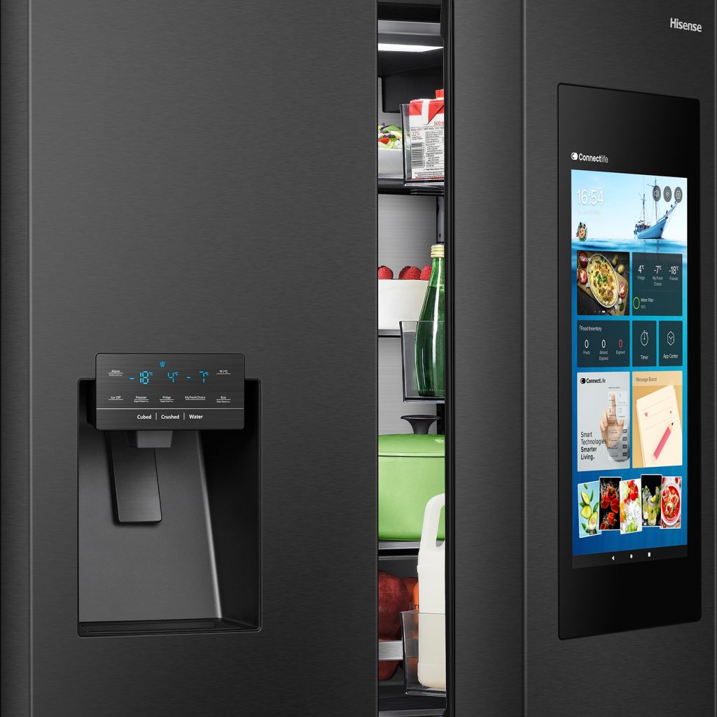 Hisense RQ759N4IBU1 Pure flat Cross Door Smart Refrigerator with Touch Display,Water and Ice Dispenser,Anti-Bacterial Interior ,Metal Cooling, Fridge-Freezer Convertible Bottom right compartment with No Frost inverter compressor
