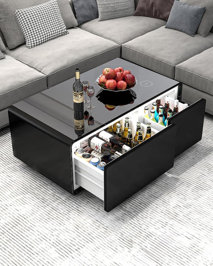 EchoChill Smart Coffee Table with Fridge & Bluetooth Speaker