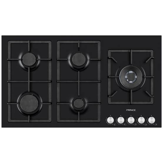 FRANCE FQ9050RGLS IX 90 CM , FLAT, 5 BURNERS, BLACK,SAFETY