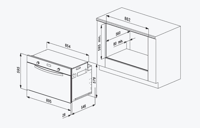 Flora FLBO12-GGT-912X Built In Oven 90cm Stainless Steel.
