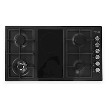 France FQ904CPGV Black 90cm Hob with 4 Gas Burners & 2 Electric Vitro Zones