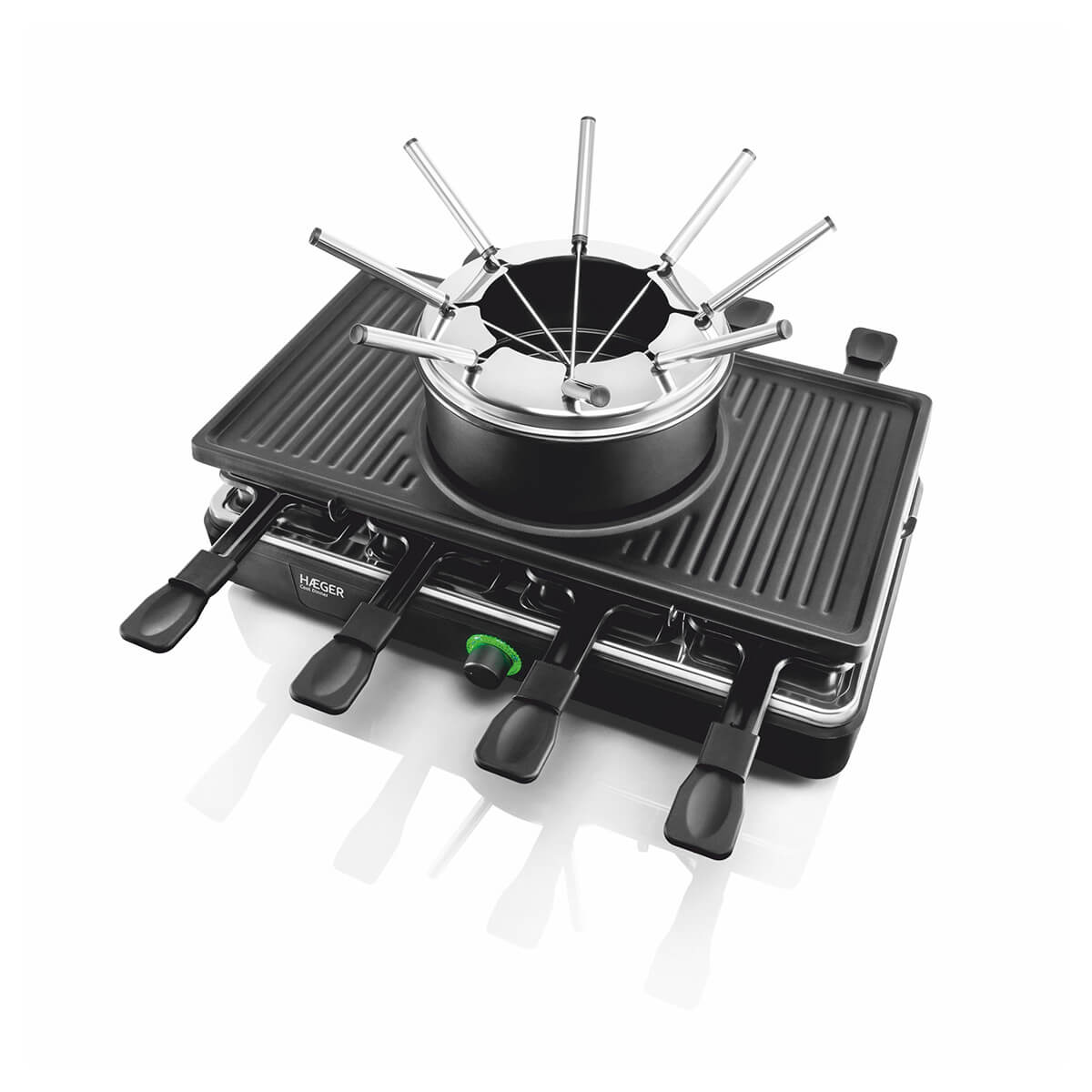 Haeger Cool Dinner Fondue, Grill and Raclette Set – Suitable for 8 People, 1400W