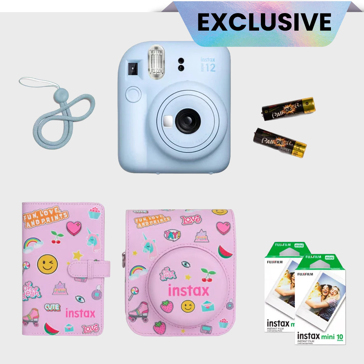 Fujifilm Instax Mini 12 Gift Box Instant Camera + Mini film + Protective Case + Photo Album + Free 1 Design Film 1 Pack