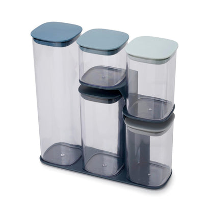 Joseph Joseph Podium Dry Food Storage Container Set with Stand, 5-piece - Sky