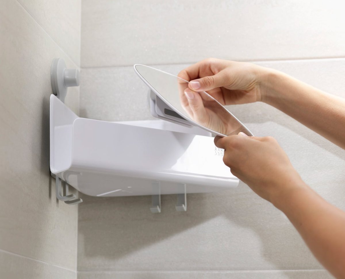 Joseph Joseph EasyStore Corner Shower Shelf with Removable Mirror