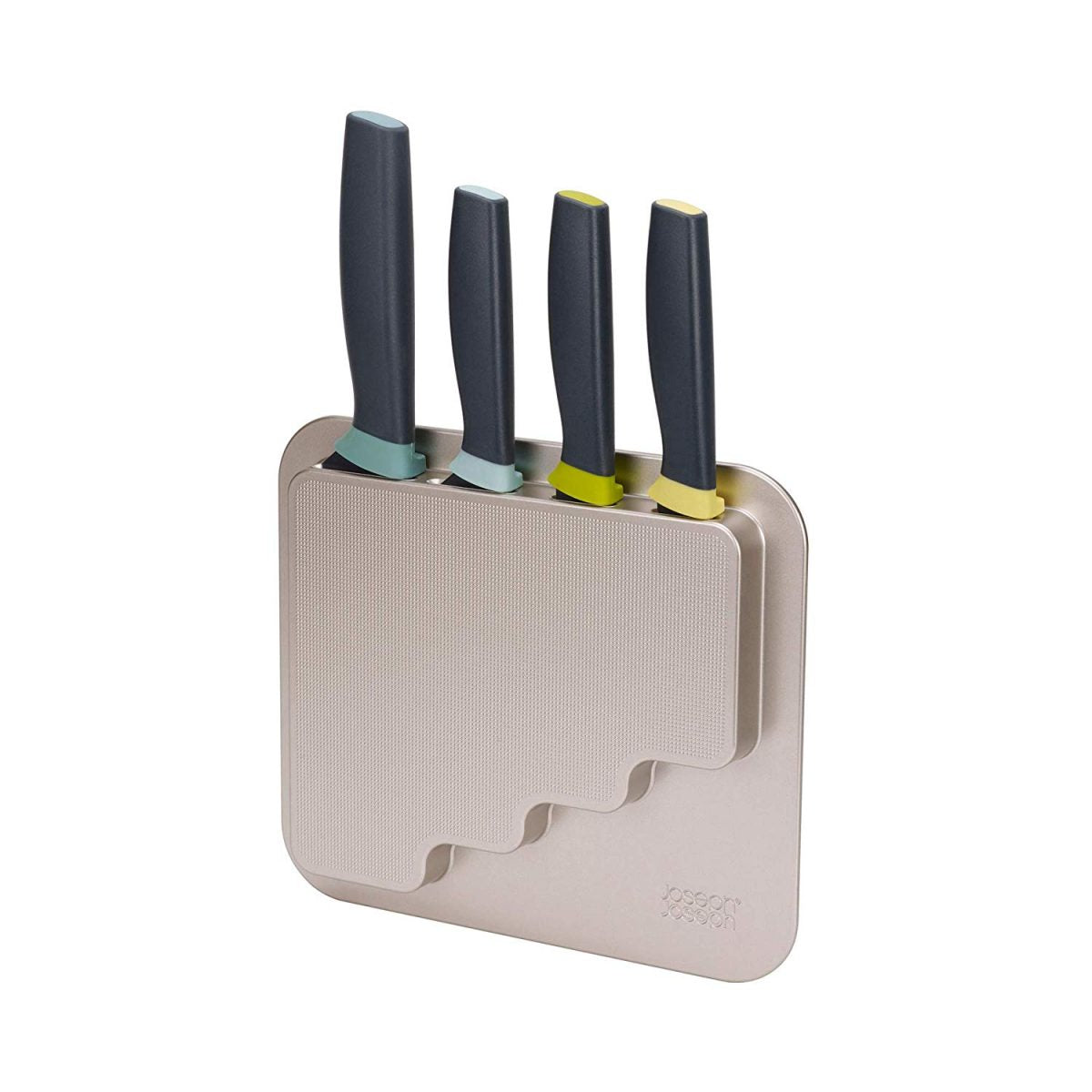 Joseph Joseph DoorStore Knives Elevate Set with Knife Block 3M Adhesive Wall and Cabinet Door Mount, 5-piece, Opal